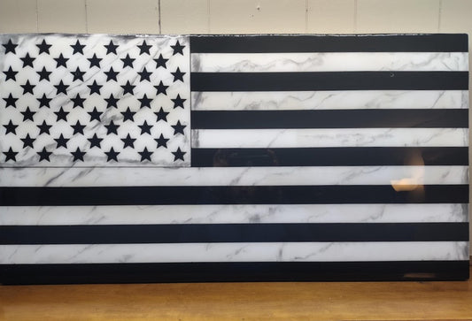 American Flag Resin Art Black/White Wall Decor