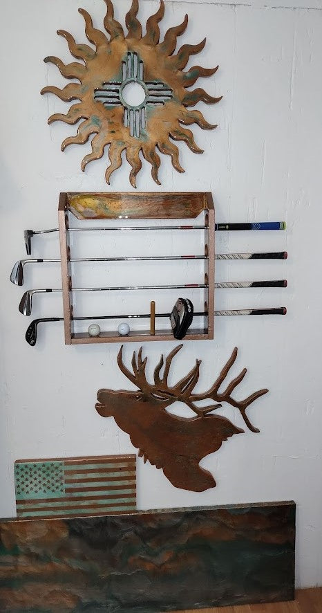 Resin Golf Club Wall Rack Copper Turquoise Finish 4clubs